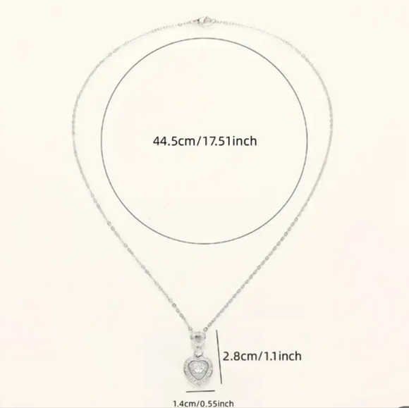 Sliver heart diamond necklace - Picture 4 of 4
